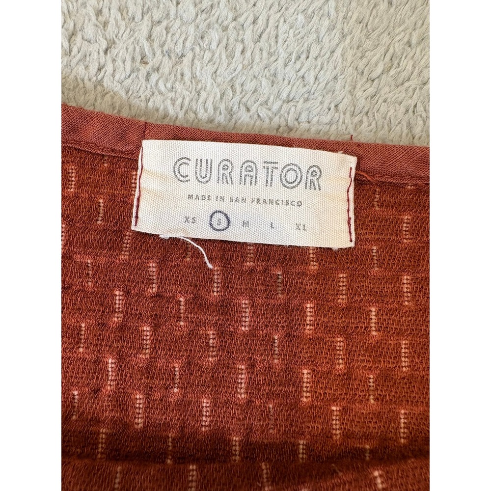 Curator SF Ayana Burnt Orange Waffle Gauze Boxy Drawstring Top Small Made in USA - Picture 3 of 10